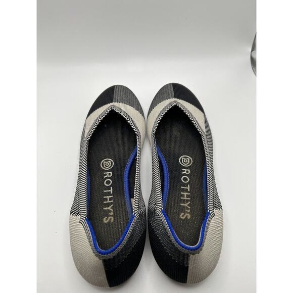 Rothy's The Flat Captoe Black Color Block Knit Fabric Ballet Flats Womens US 6.5 - Picture 5 of 7
